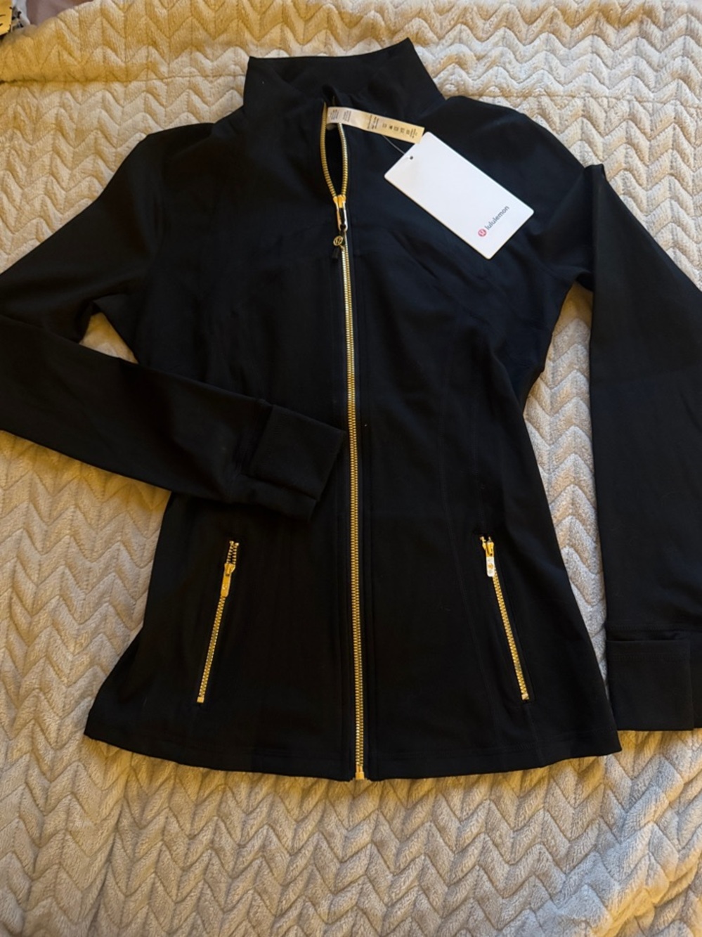 lululemon athletica Black Zip Jacket with Gold Zippers